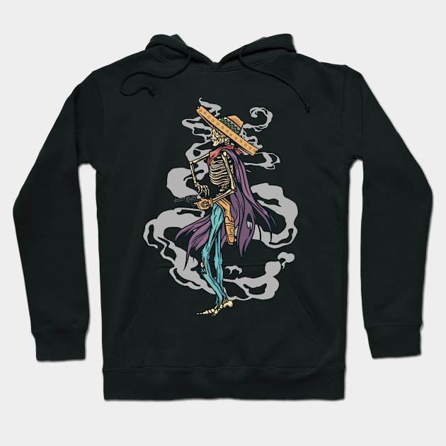 Cool Day Of The Dead Cowboy Skeleton Hoodie by BamBam